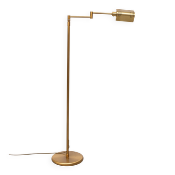 Lampadaire halogène à bras pivotant en laiton par Holtkoetter années 1980 Allemagne