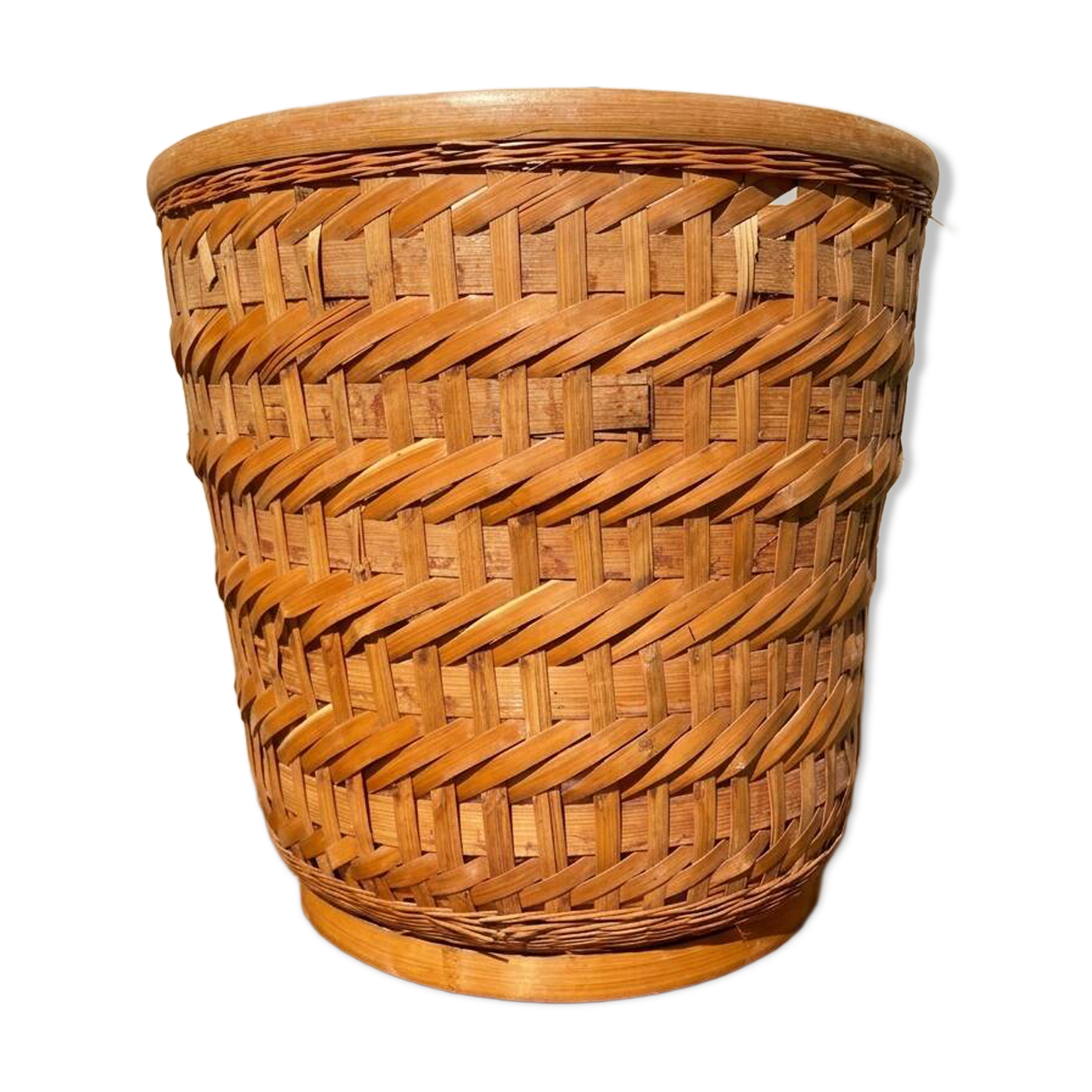 Cache pot en osier vintage