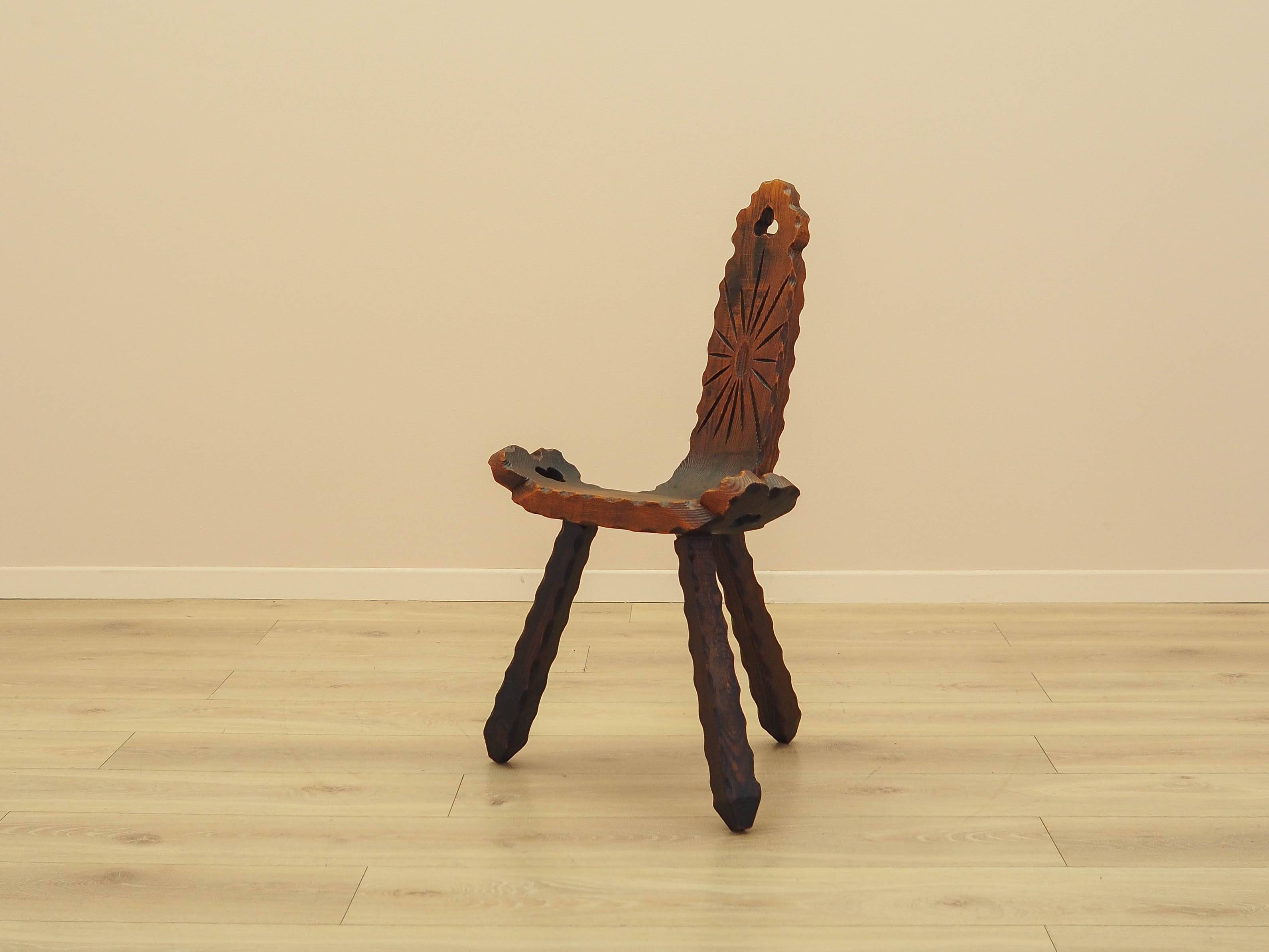 Pine chair, brutalist design, 1950s, made in Spain