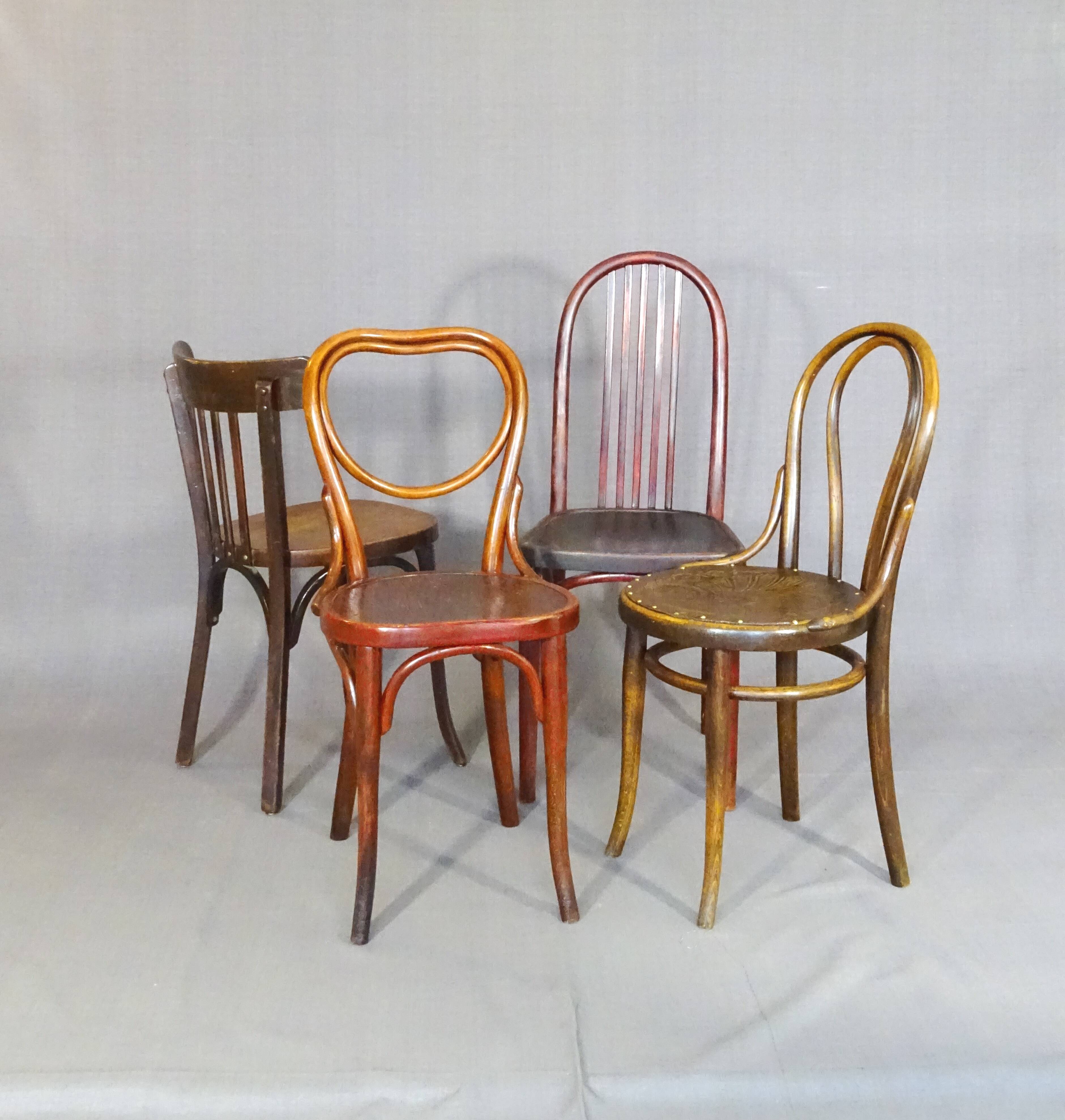 lot de 4 chaises bistrot Thonet Baumann -1910-1950-