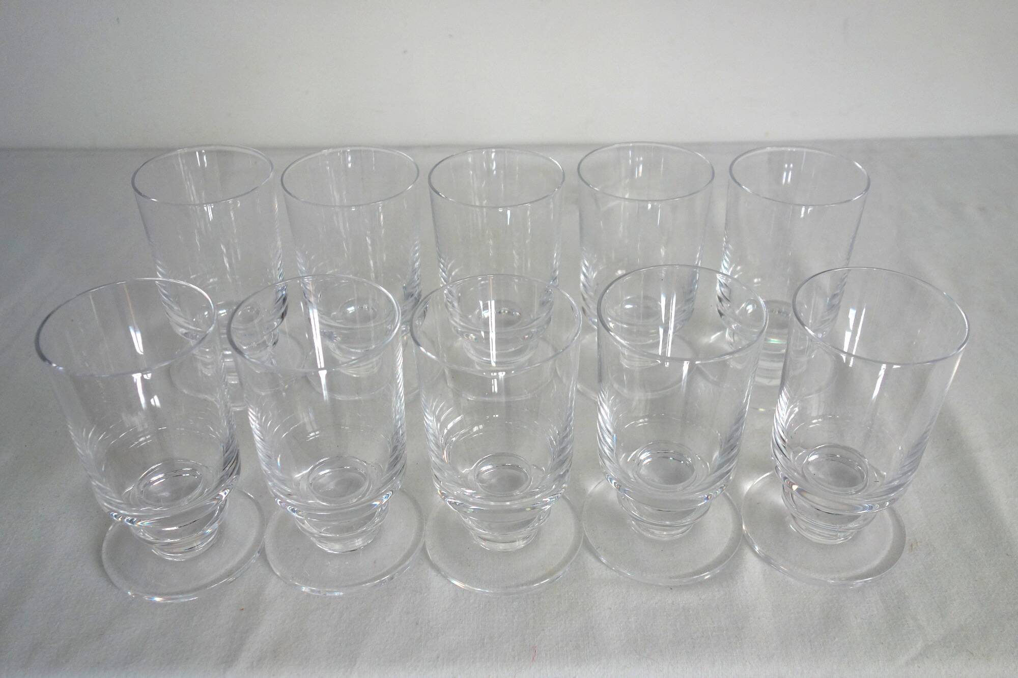 Set of 10 vintage Sèvres crystal glasses, 1970s