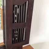 Vintage Indonesian teak shuttered mirror