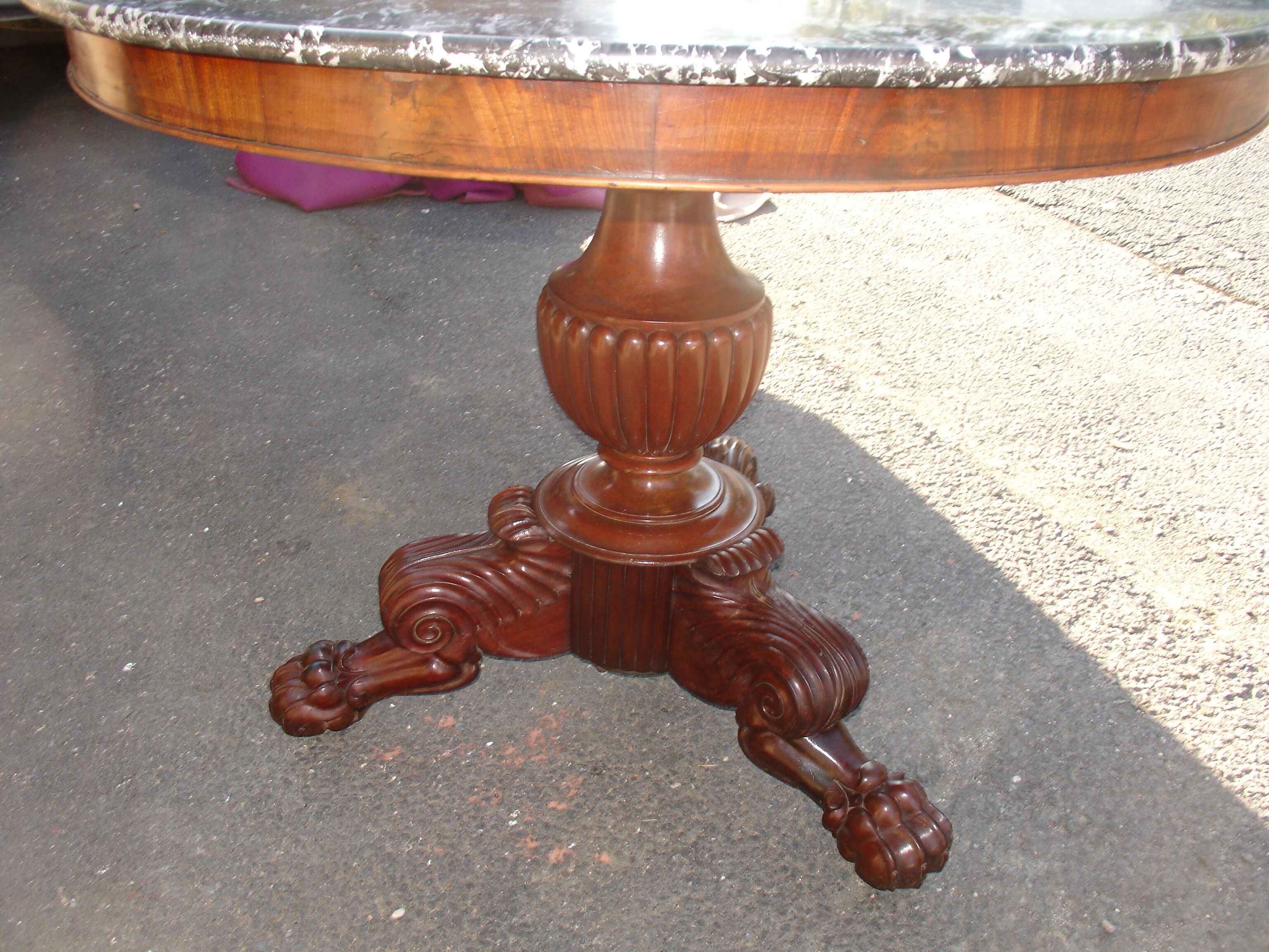 Table drum time empire with its marble Bowl st anne