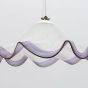 Mid-Century Modern Italian Murano Silver Leaf Glass Pendant Lamp, 1970s