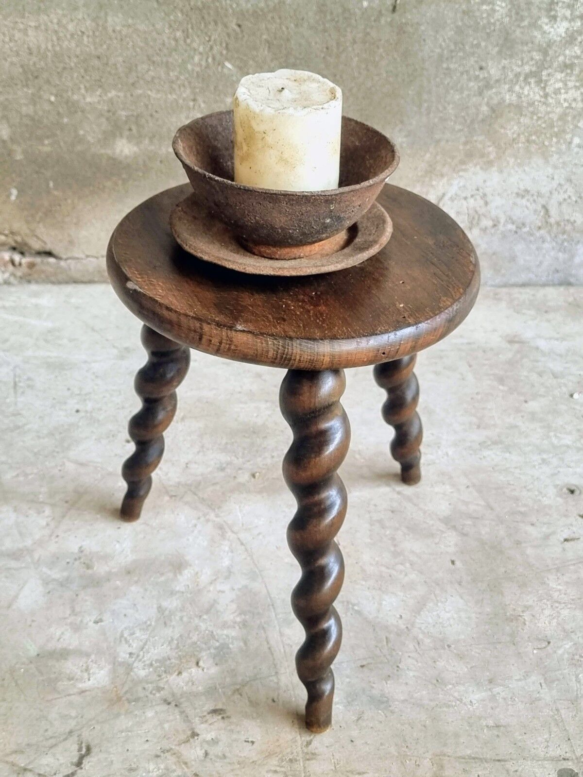 Vintage stool milking stool beech wood