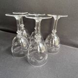 5 blown, cut and engraved crystal wine glasses