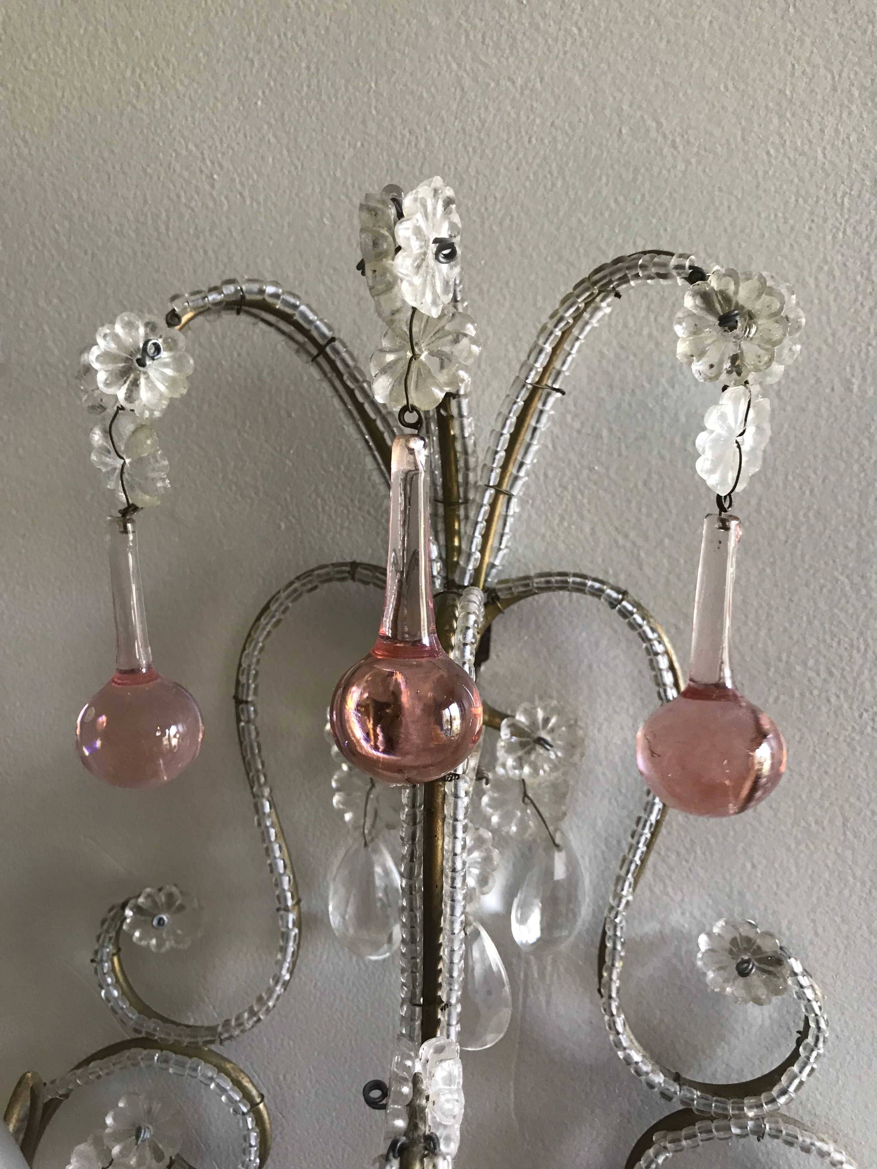 Pairs of Murano crystal wall lamps 1940