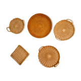 Set of wicker trays