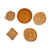 Lot de plateaux en osier
