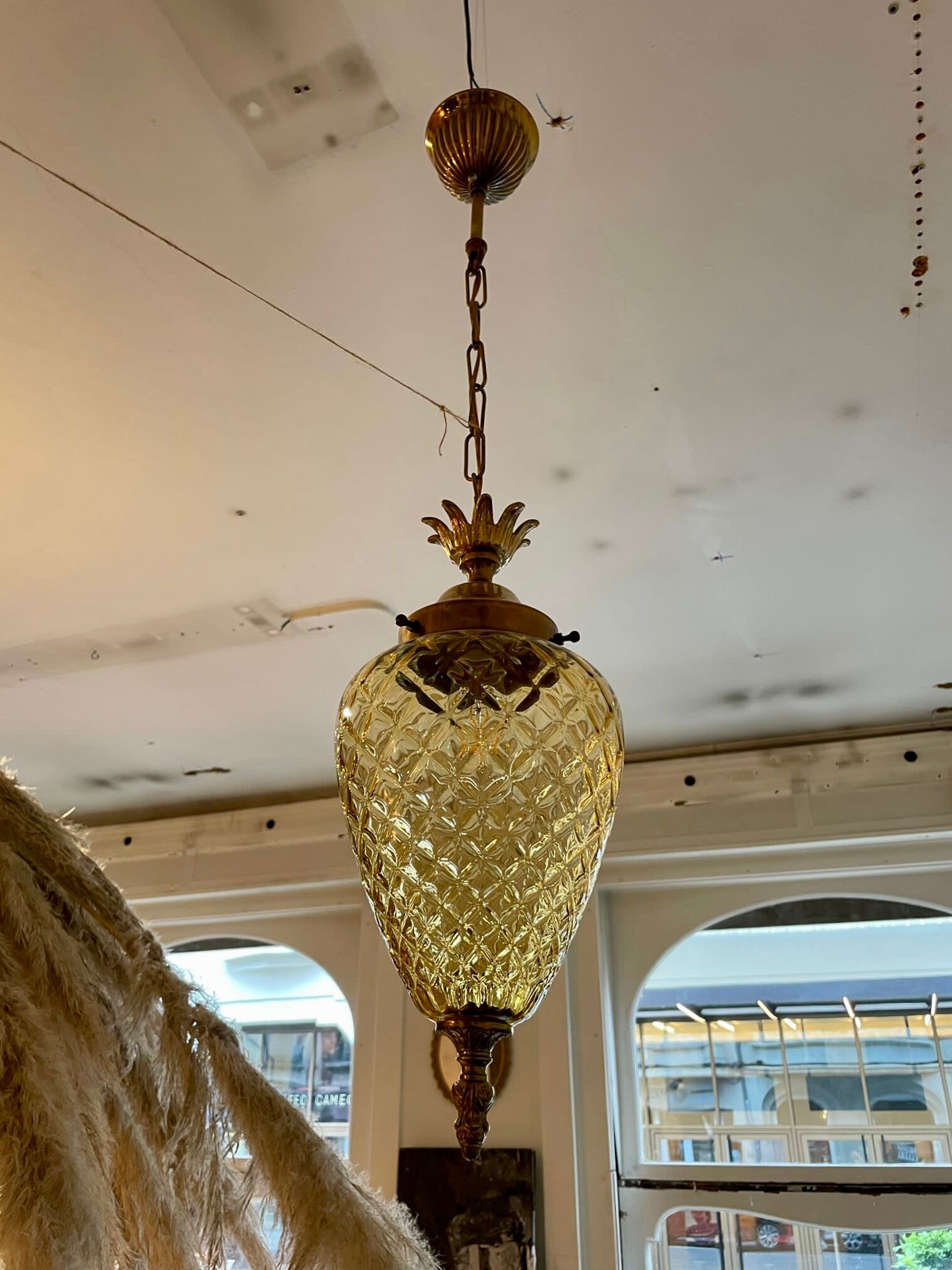 Amber pineapple chandelier from the 70s