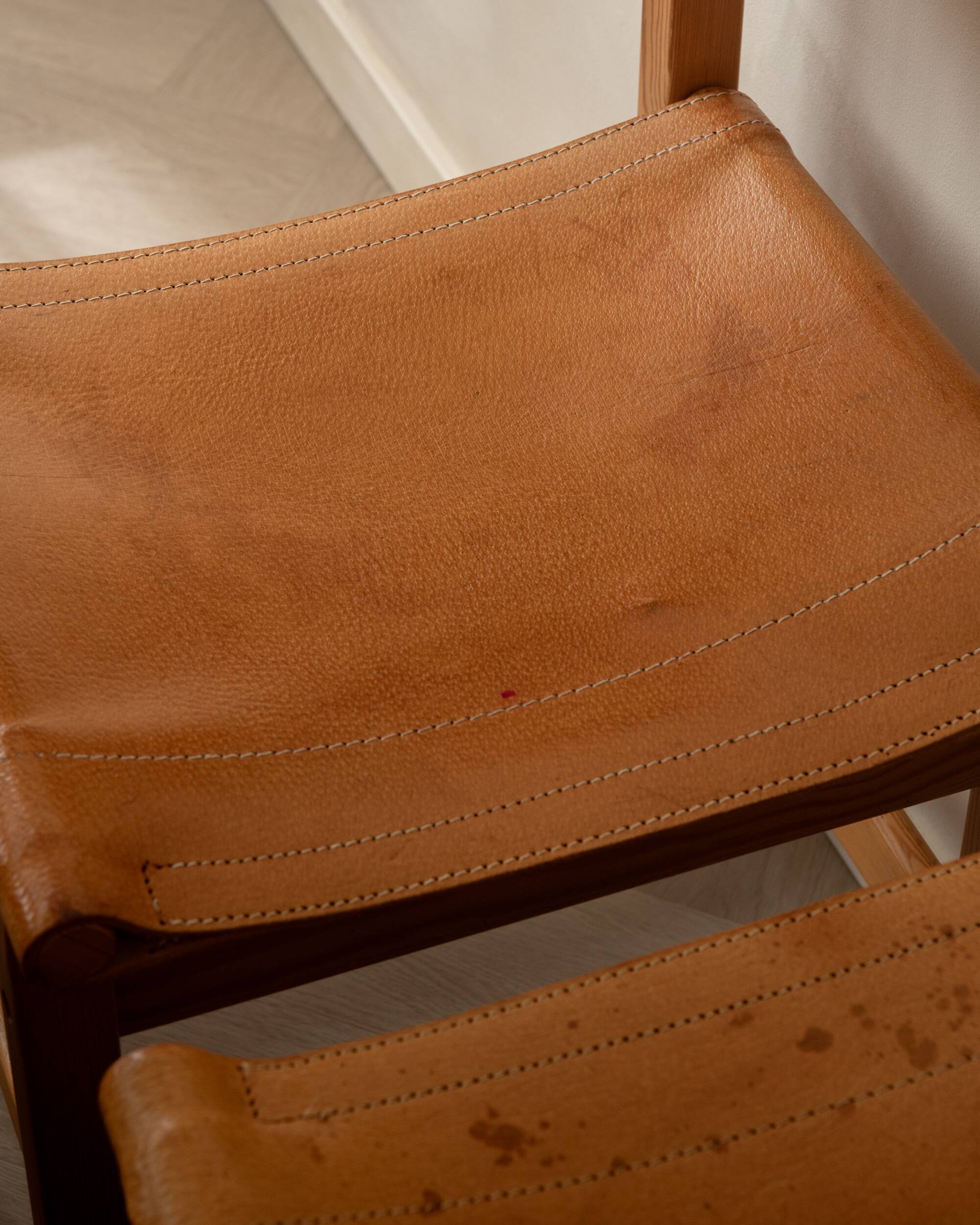 Vintage Kotka Dining Chairs Tomas Jelinek IKEA, Pine Leather 1980s Set of 6