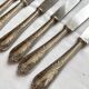 6 antique knives in silver metal and stainless blade