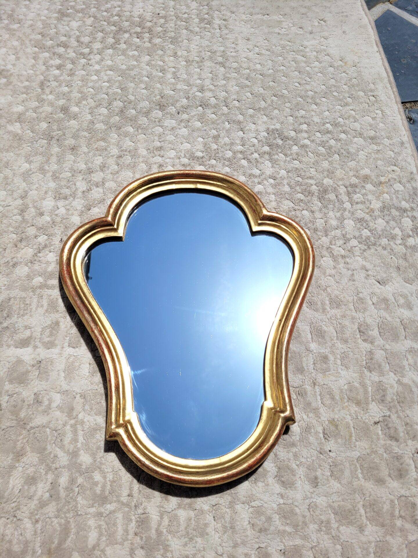 Miroir vintage doré maison Roussat 32x40cm