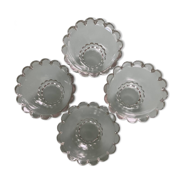4 coupelles vintage en verre transparent