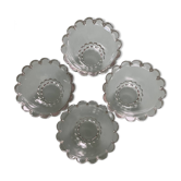 Four vintage clear glass bowls.