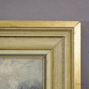 Peinture impressionniste d'une cabane alpine en hiver