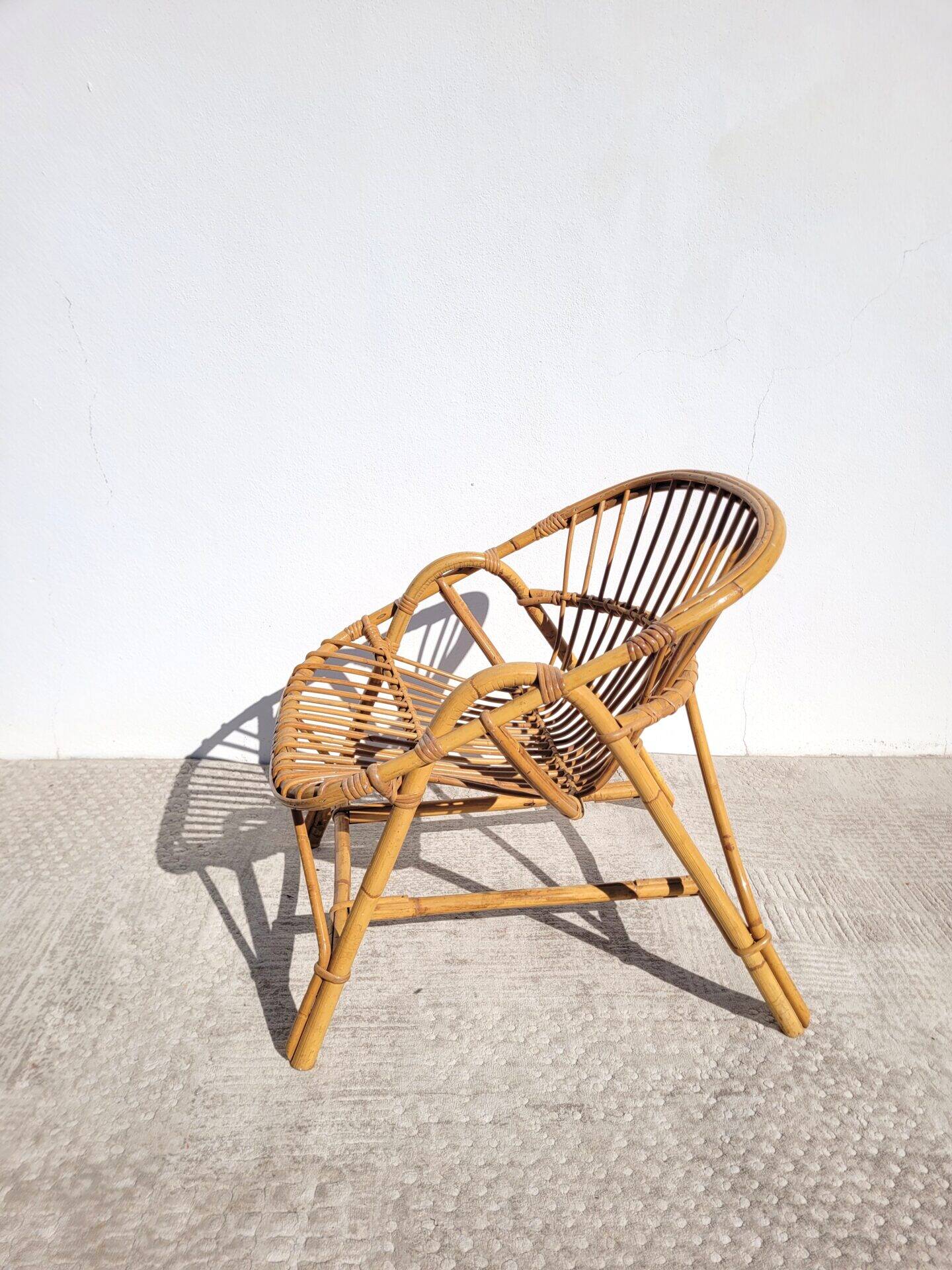 1960s rattan basket chair