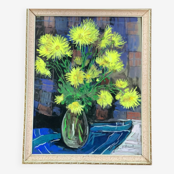 Peinture  vase de chrysanthèmes