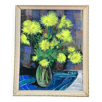 Painting vase of chrysanthemums
