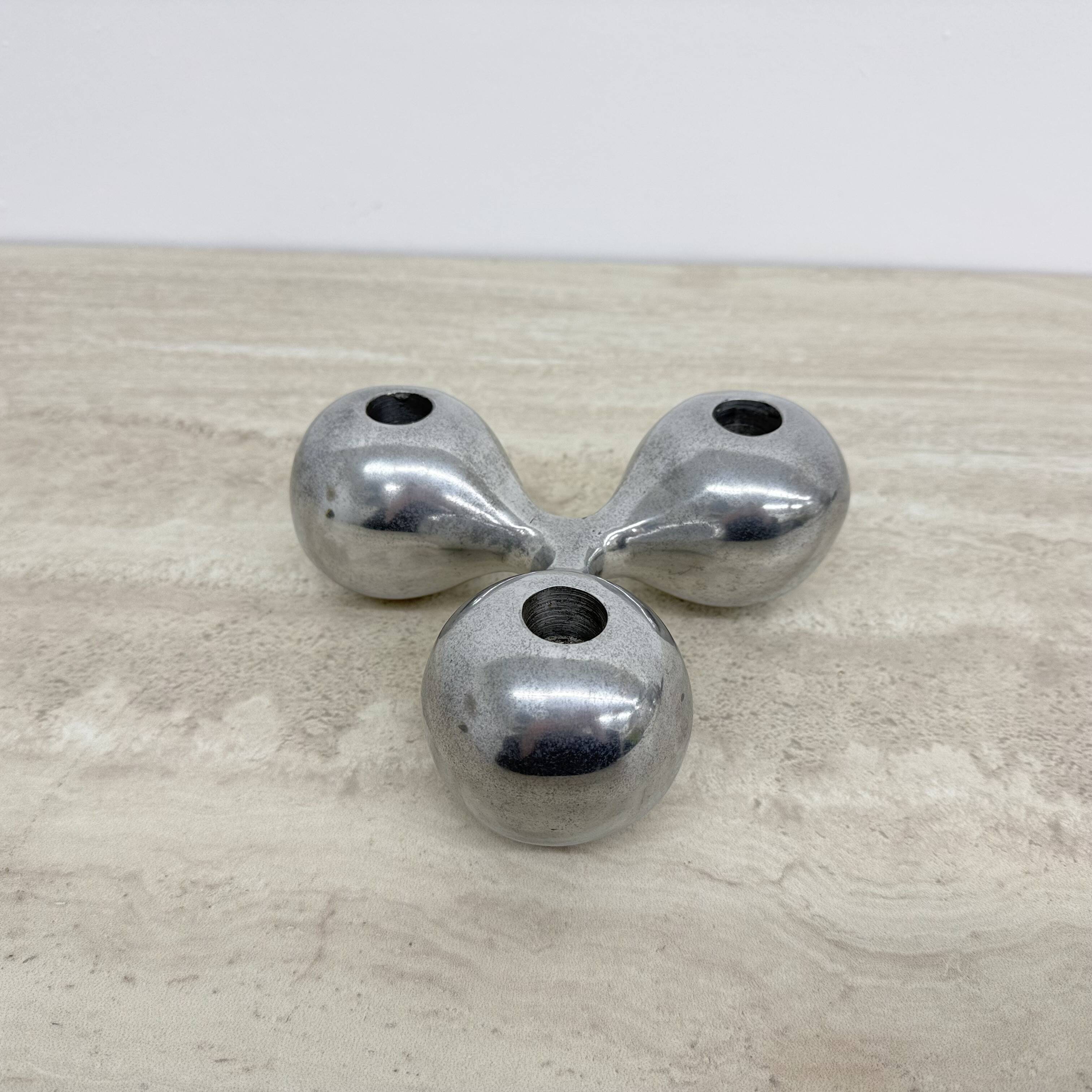 Mid-century design atomic aluminium candle stick ball shaped , 1970s