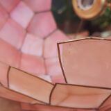 Vintage hanging lamp mother-of-pearl lotus flower and rose-degrading brass