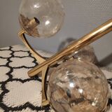 3-Globe smoky and cracked glass chandelier