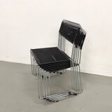 Set of 6 "Spaghetti" Chairs Italian Design 80s – Black & Chrome