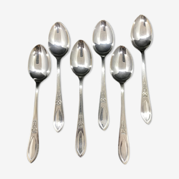 6 English teaspoons silver metal box