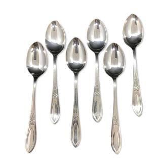 6 English teaspoons silver metal box