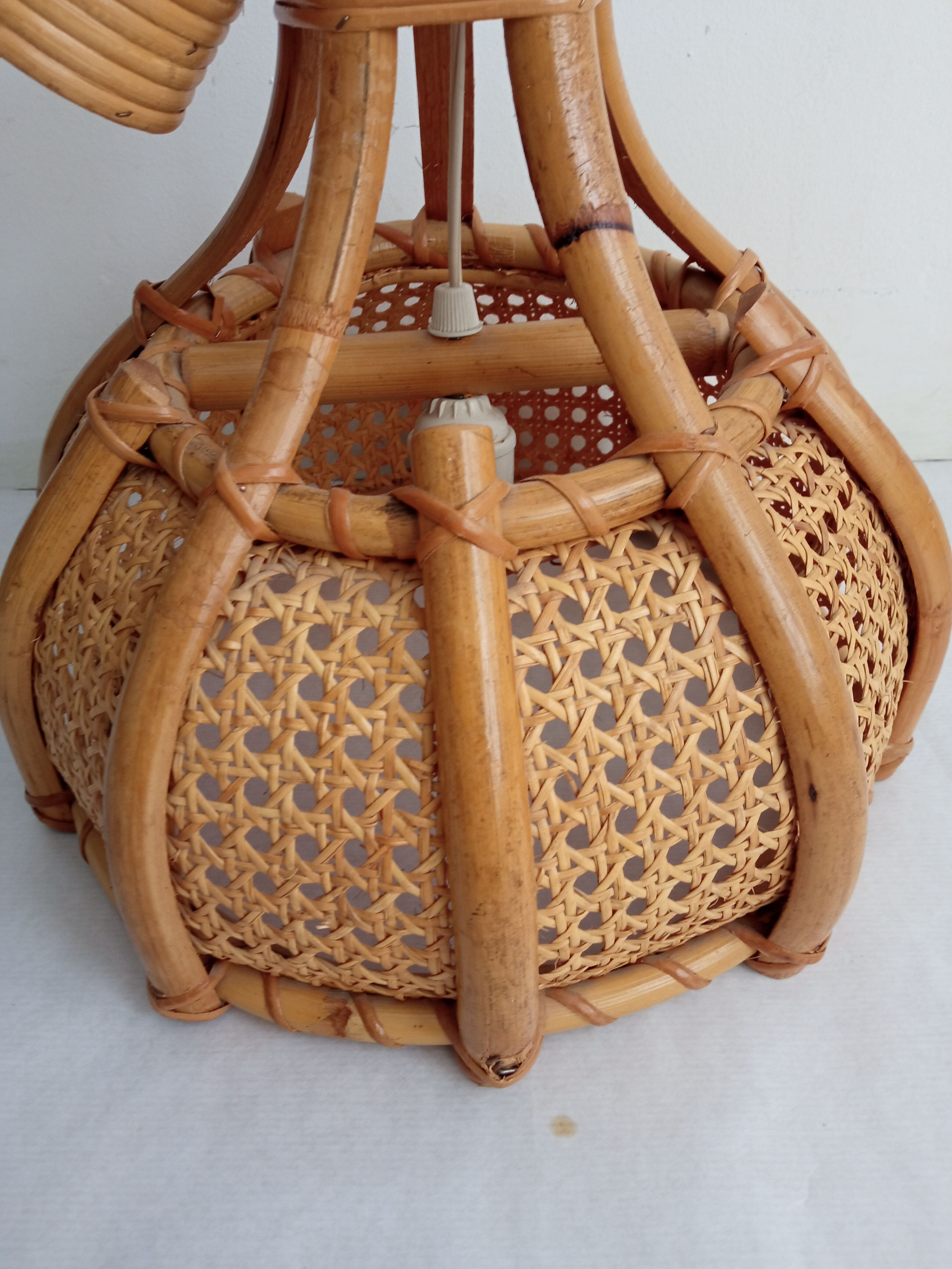 Bamboo and canning hanging lamp