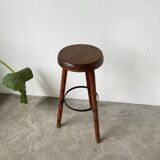 High tripod oak stool