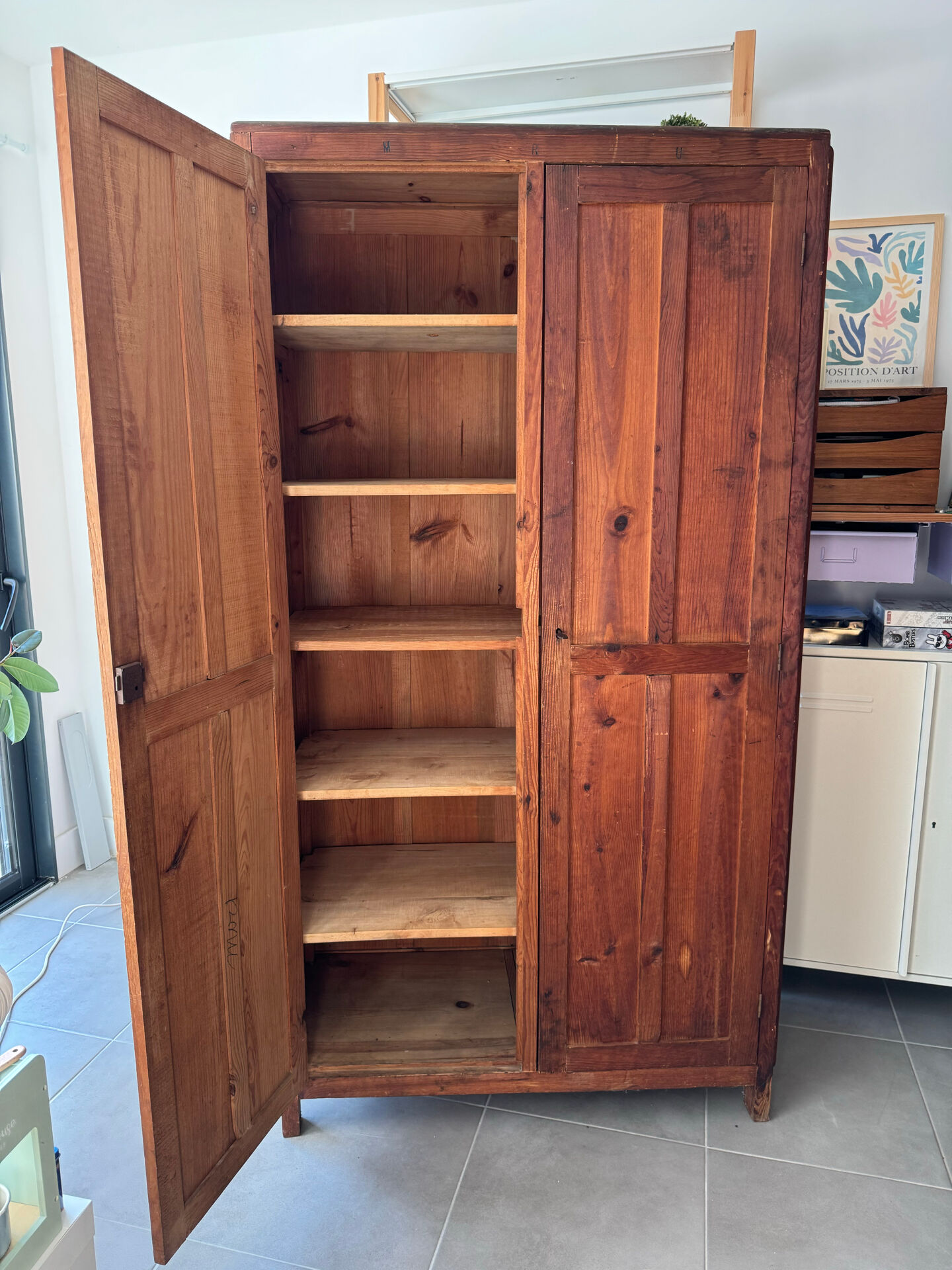 Antique pine wardrobe - Parisian vintage style