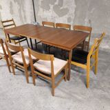 Scandinavian vintage telescopic extendable teak table 1970