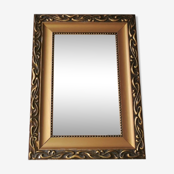 Beau miroir vintage français en bois doré des années 60