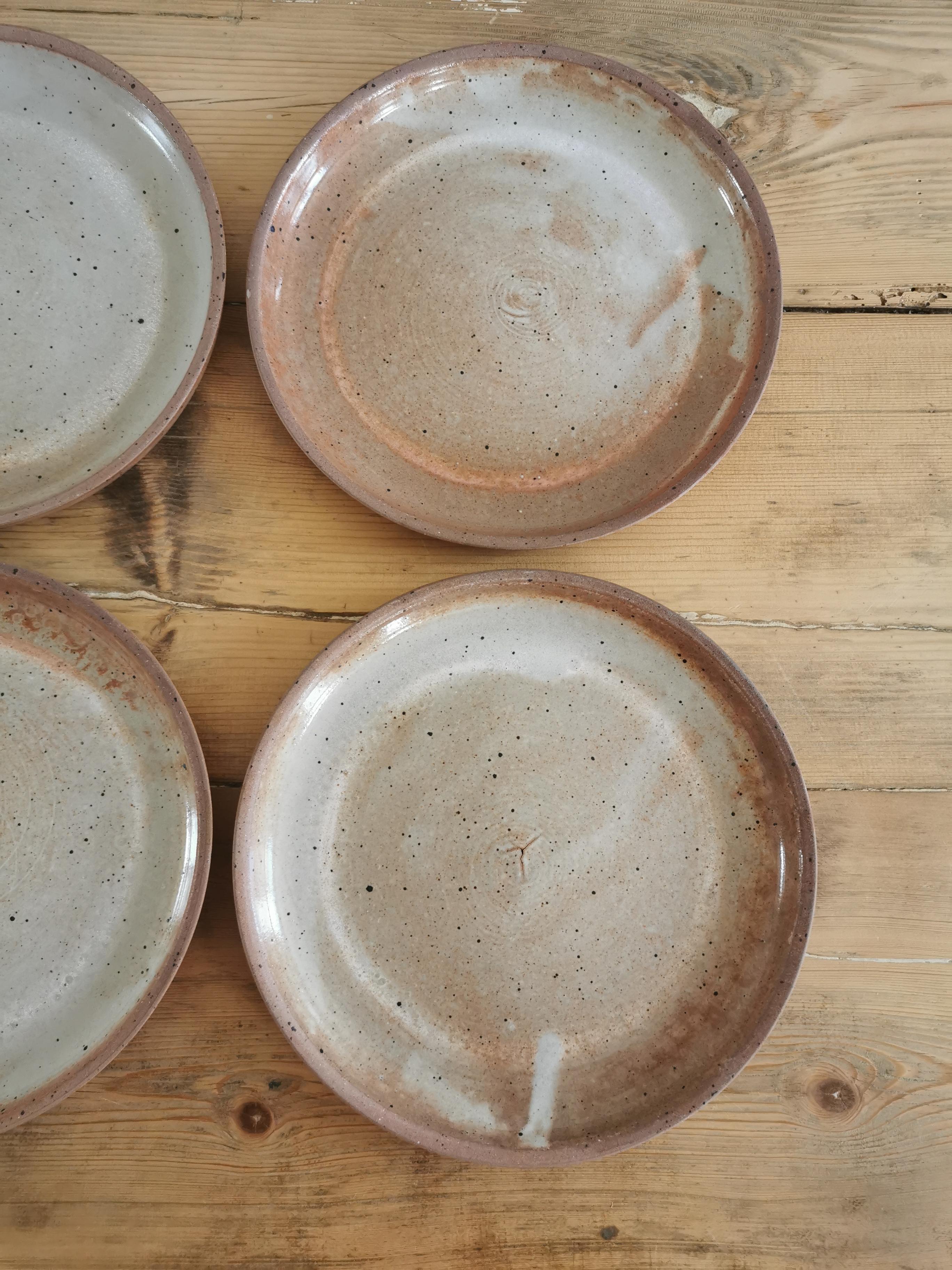 Service of 6 vintage plates in flamed stoneware