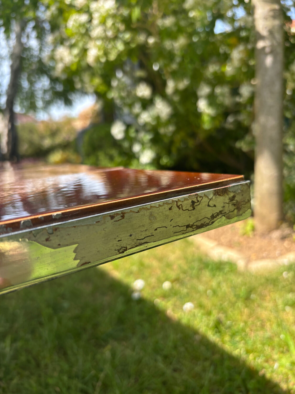 Vintage chrome and ceramic coffee table