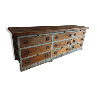 Old workbench industrial chest of drawers kitchen cabinet store counter
