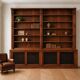 Imposing two-body buffet/library in solid oak and walnut from the Napoleonic III period.