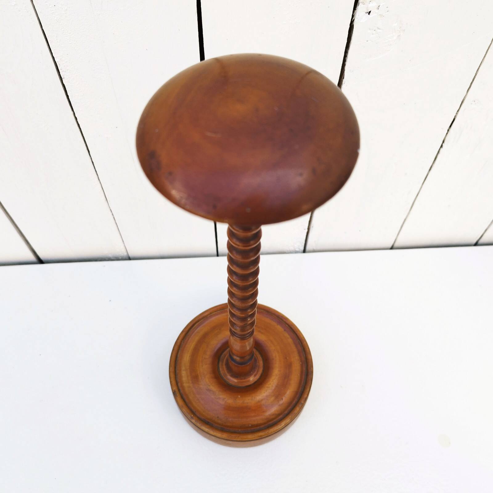 Vintage turned wooden hat rack milliner