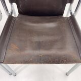 Pair of 1970s Vintage Hans Eichenberger Leather & Chrome Lounge Chairs, Labeled