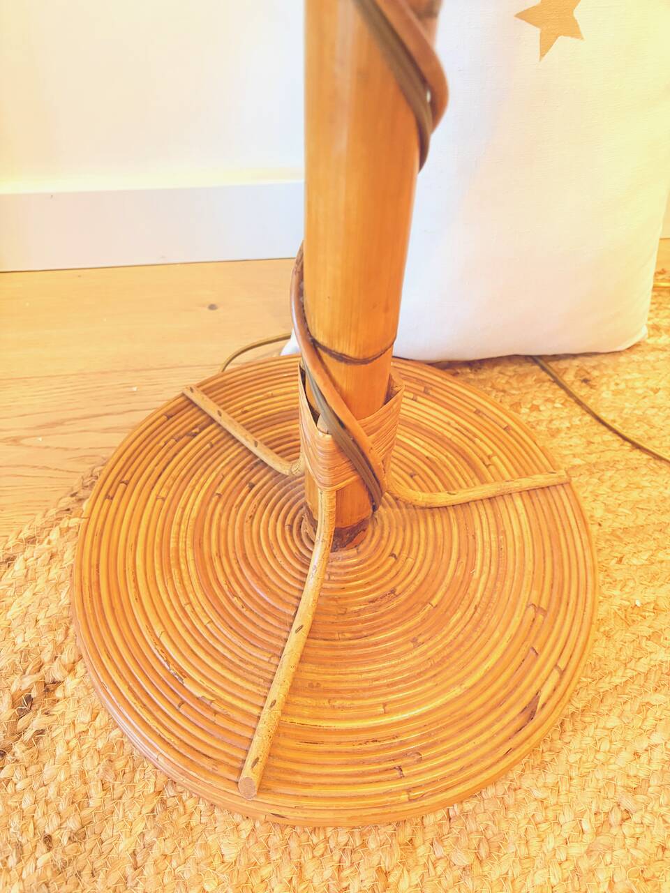 Vintage rattan floor lamp