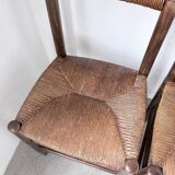 Set of 6 straw and oak Beauche chairs.