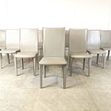 Set of 10 vintage leather dining chairs, 1980s