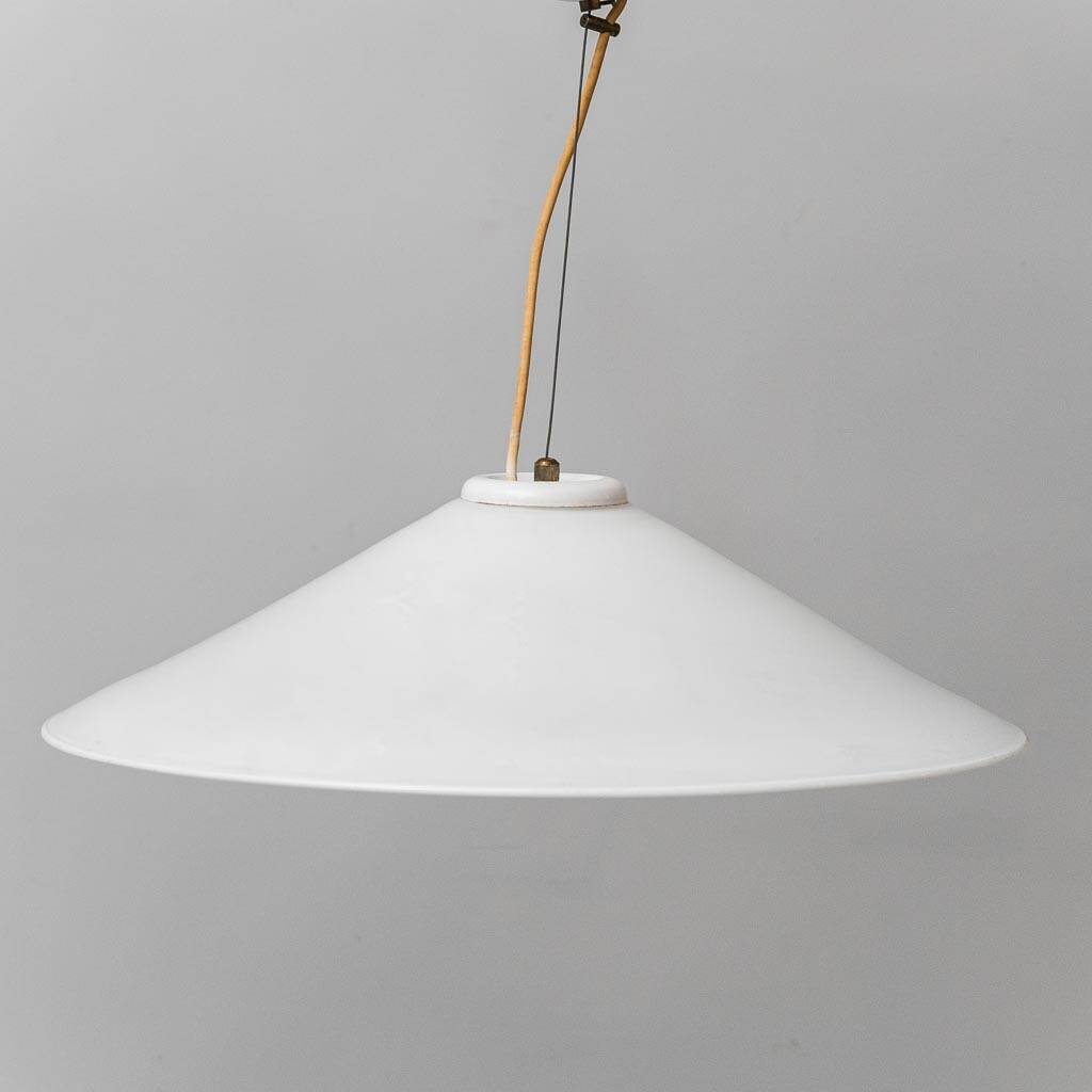 White glass pendant lamp 1970s vintage modernism