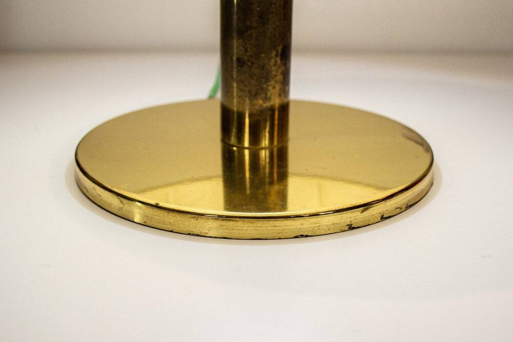 Brass table lamp with Cocoon shade, Italy, 1970s