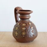 Brown ceramic vase with handle, 1970s, Austria