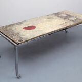 1970s space age coffeetable with pebble stones and acryl
