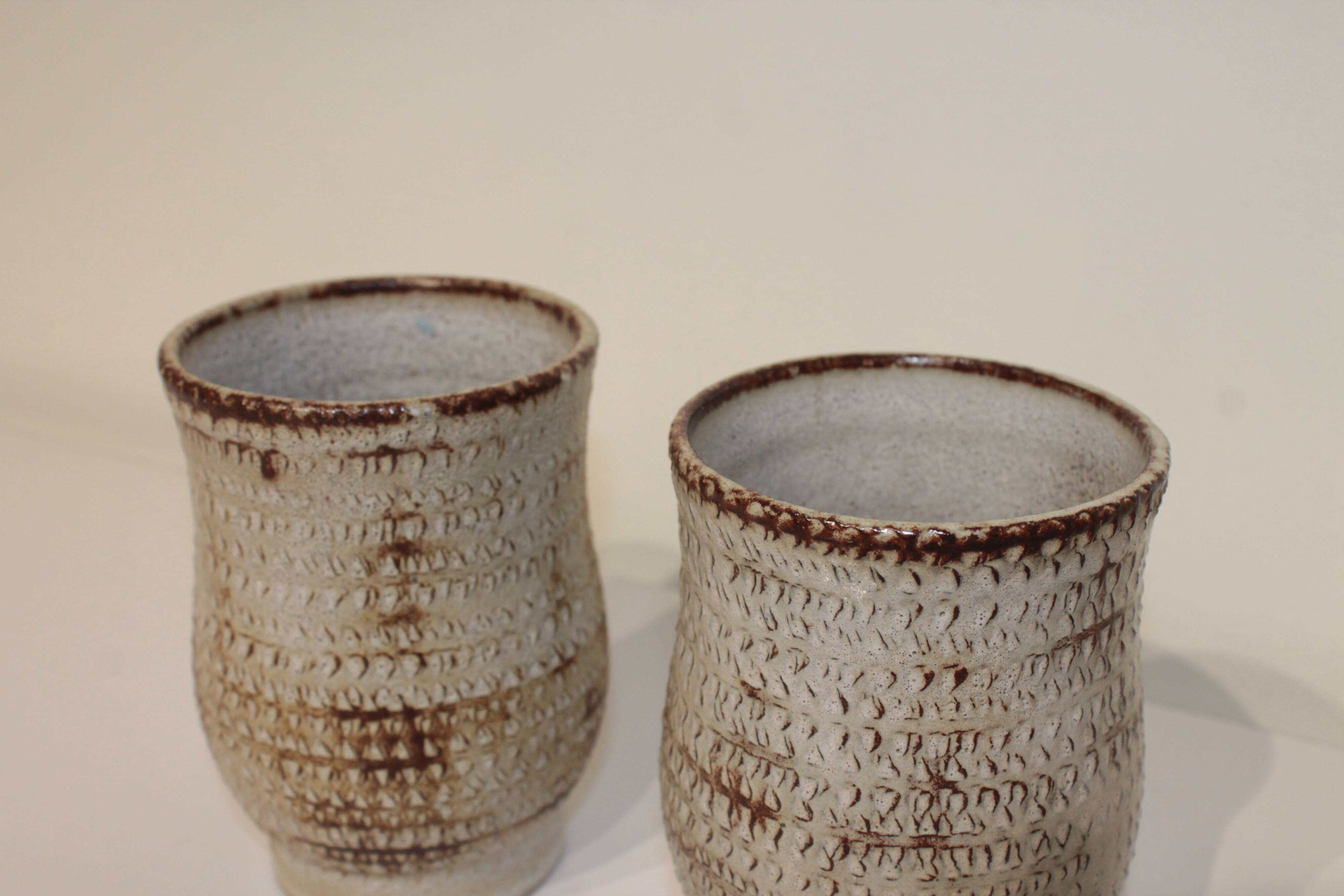 Pair of vintage Accolay ceramic vases signed