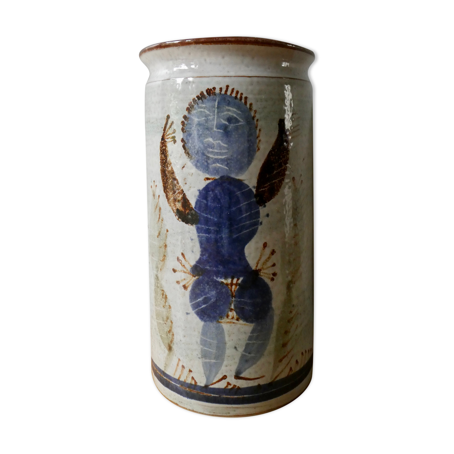 Vase rouleau en céramique de Michel Barbier, Vallauris