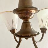 Art deco chandelier in copper and granite glass